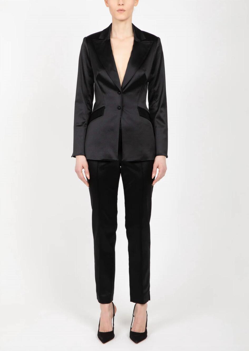 NEW HILTON HOLLIS ostrich embossed satin pant in black